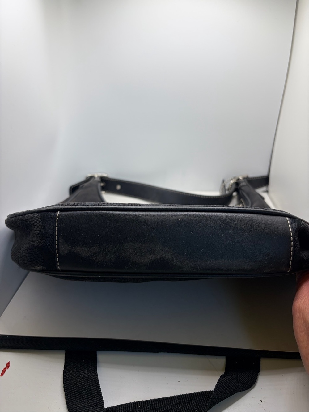 Coach Black Signature Crescent Shoulder Bag with Front Zip Pocket - Picture 2 of 5